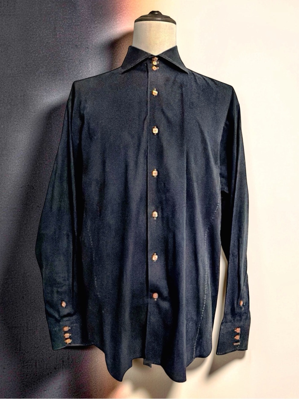 BOGOSSE Men’s Button-Down Shirt | Italian Rock Luxury | L/XL | Black & Gold